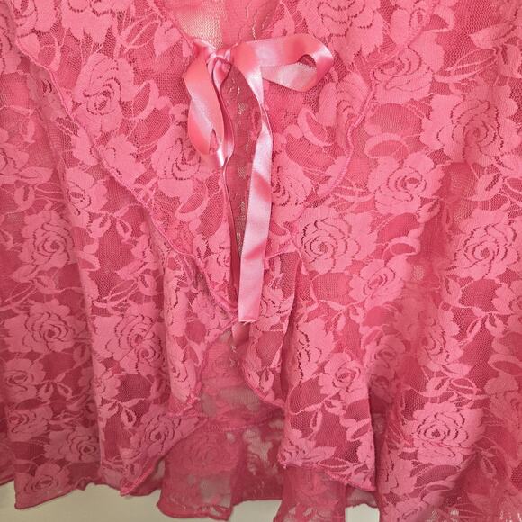 Vintage Venezia Hot Pink Lace Shrug Top Womens 18/20 Ruffles Whimsigoth Boho Y2K - Picture 5 of 16